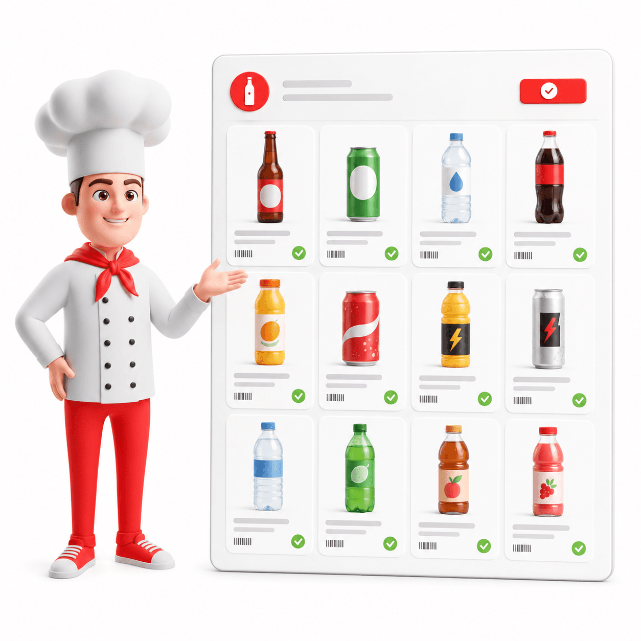 Ilustração da base de 7 mil bebidas para cadastro rápido