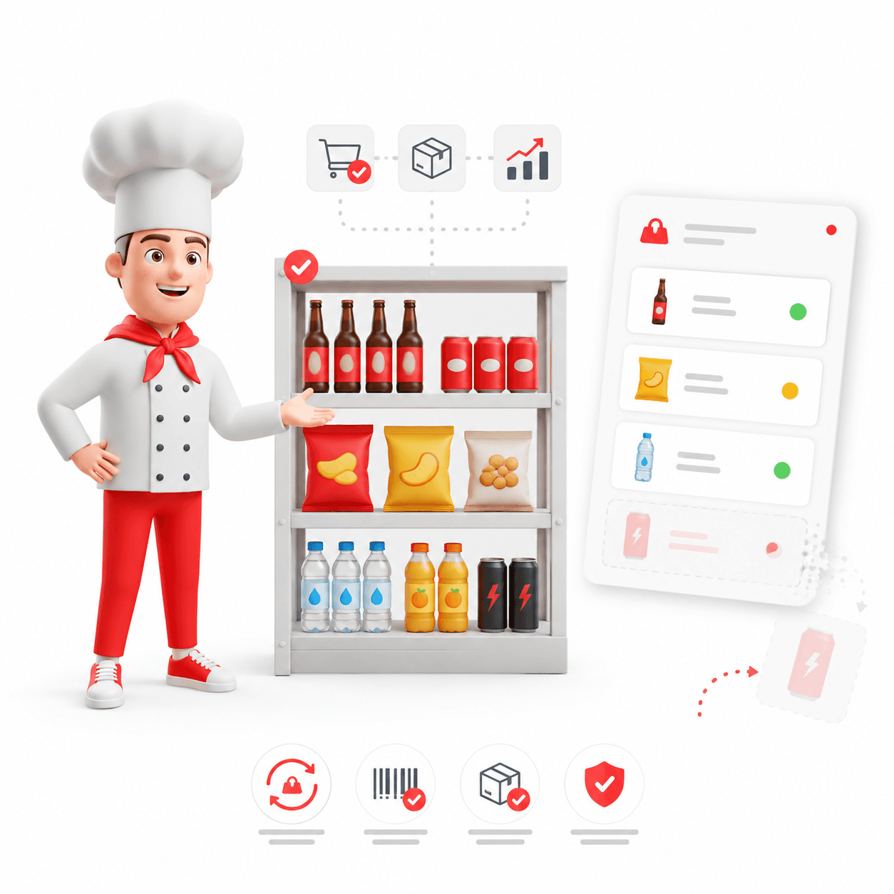 Ilustração de controle de estoque de bebidas
