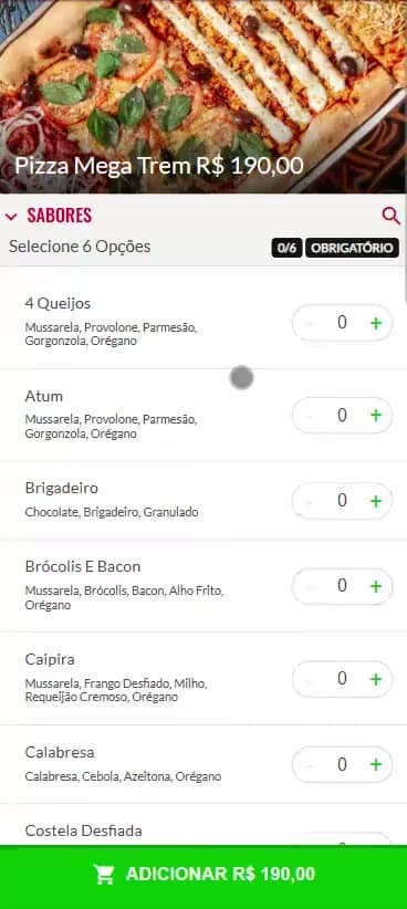 Vídeo da pizza trem com vários sabores